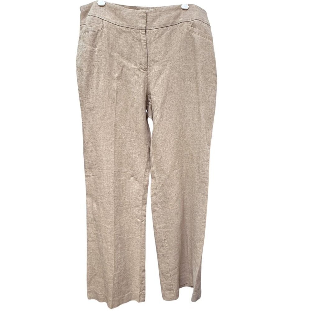 ANN TAYLOR LOFT Linen Pants Size 14 Natural Julie Trouser Career Business Casual